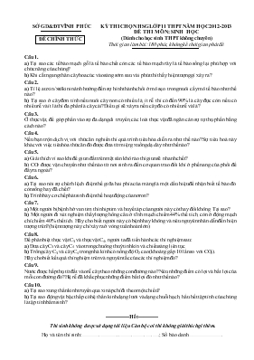 Kỳ thi chọn học sinh giỏi lớp 11 thpt năm học 2012-2013 đề thi môn sinh học (dành cho học sinh thpt không chuyên)